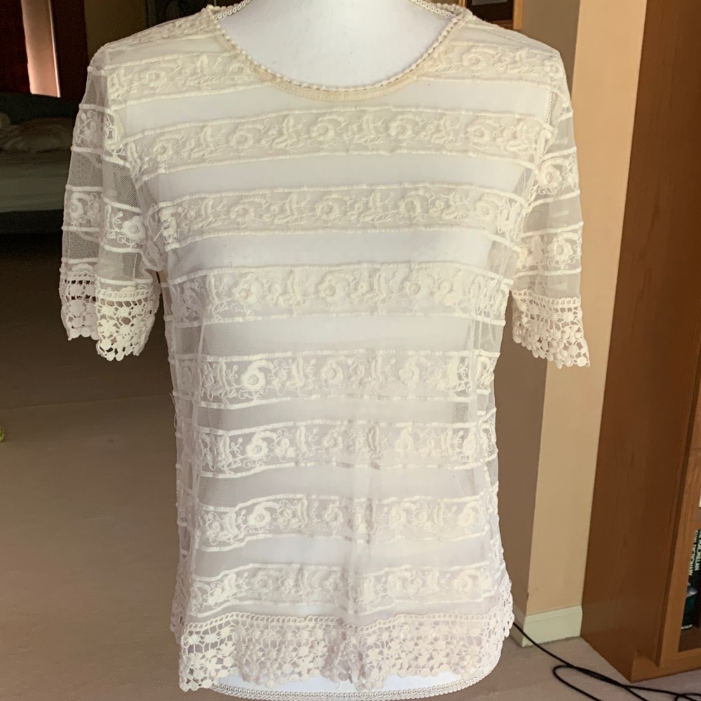 Chic Lace Ivory Blouse